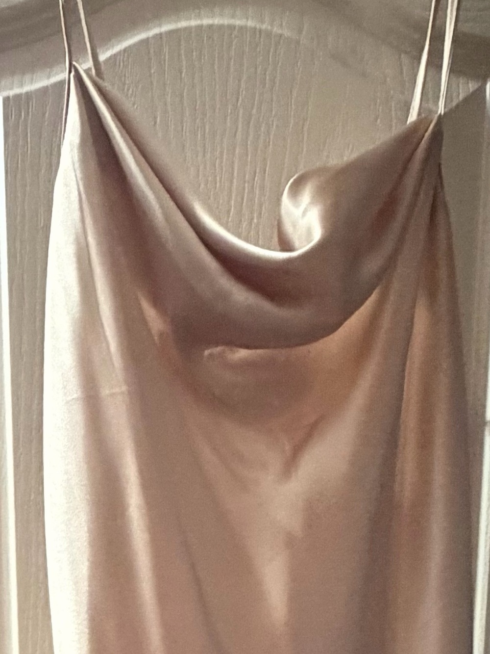 bebe Satin Slip Dress in Champagne Beige